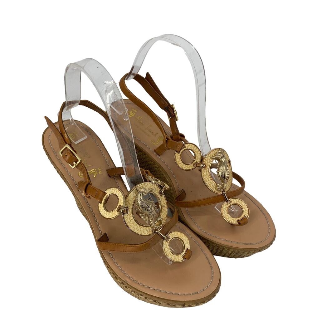 Miss Trish Of Capri  women 8.5 For Target Tan Seahorse Platform Wedge Sandals